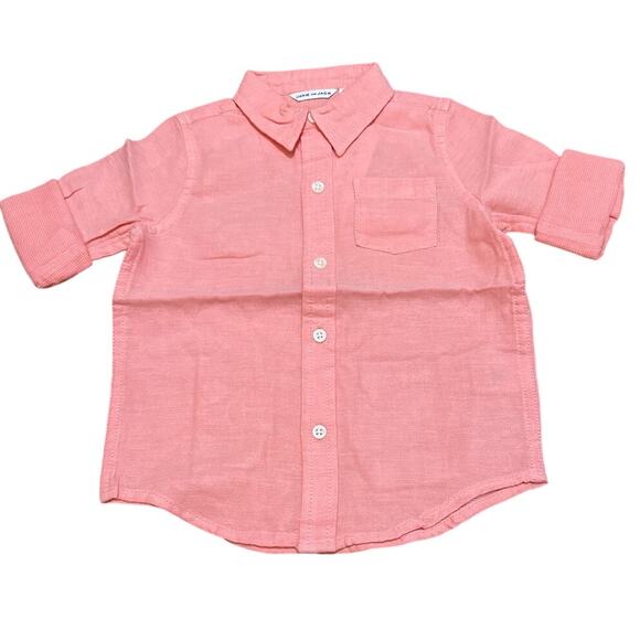 Janie and Jack Roll-Cuff Shirt Light Tangerine Size 18-24 months New with tags - Picture 1 of 5